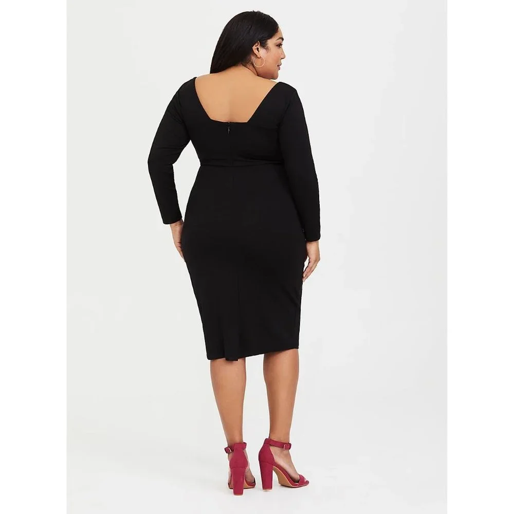 TORRID Black Premium Ponte Knit Bodycon Cocktail Dress sz 20 Women's Plus LBD - Picture 3 of 13